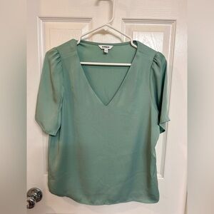 Express Green V-Neck Blouse